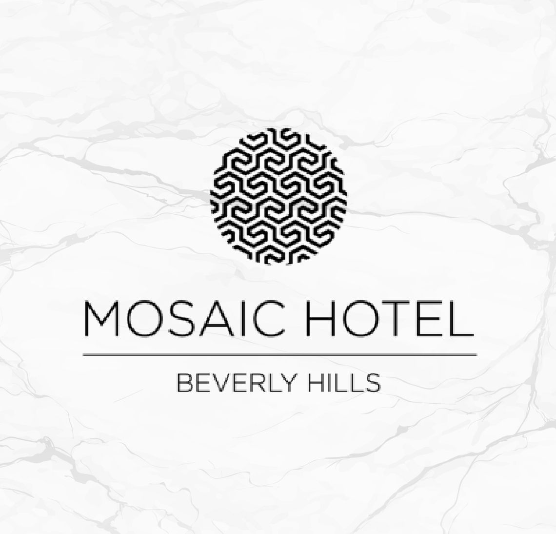 Mosaic Hotel logo, Beverly Hills, elegant design.